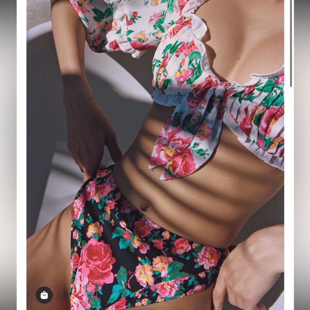 NWT For Love&Lemons High-waist RoseWater Swim Bottoms